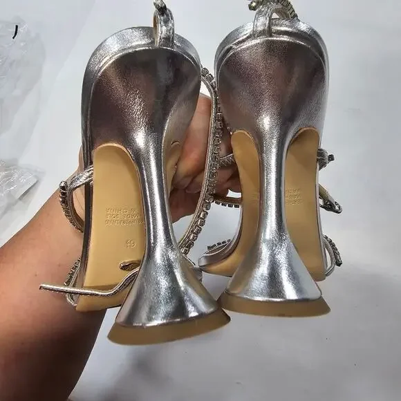 Tony Bianco Shy Sandal in Silver Nappa Metallic